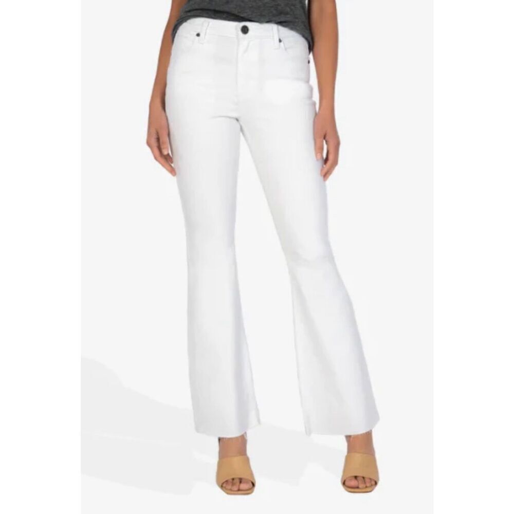 KUT from the Kloth Stella High Rise-Fab AB Flare Size 14‎ Optic White NWT